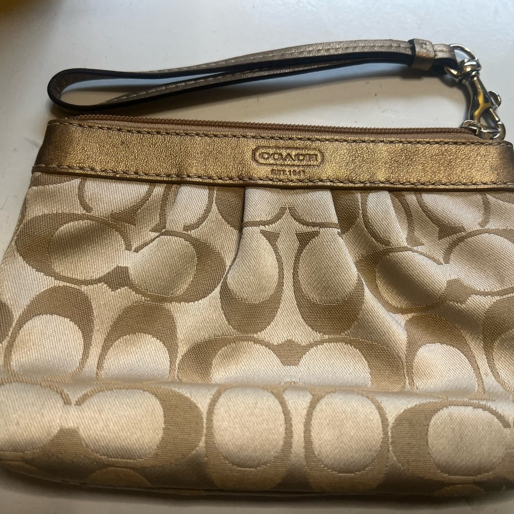 Coach Gold Signature Canvas Wristlet